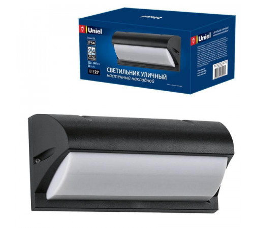 Уличный настенный светильник (UL-00006807) Uniel UUL-S07A 60W/E27 IP54 Black Уличный настенный светильник (UL-00006807) Uniel UUL-S07A 60W/E27 IP54 Black