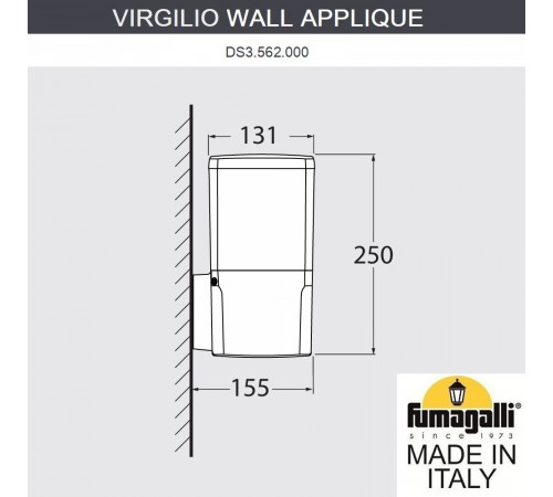 Уличный настенный светильник Fumagalli VIRGILIO APPLIQUE DS3.562.000.WYF1R