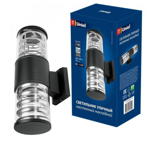 Уличный настенный светильник (UL-00006808) Uniel UUL-S12A 2x60W/E27 IP65 Black Уличный настенный светильник (UL-00006808) Uniel UUL-S12A 2x60W/E27 IP65 Black