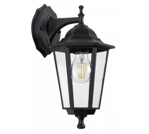 Уличный настенный светильник ЭРА Веледа GBW-104-1-BL-0360 230В Е27 IP54 чёрный вниз Б0071477