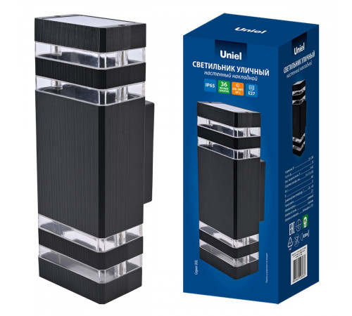 Уличный настенный светильник Uniel UUL-S18A 2x60W/E27 IP65 BLACK UL-00012919