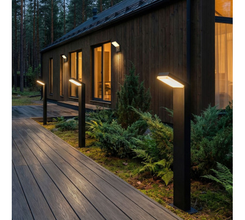 Уличный настенный светильник с датчиком движения Elektrostandard Sensor 1541 TECHNO LED черный 4690389219245 a072087