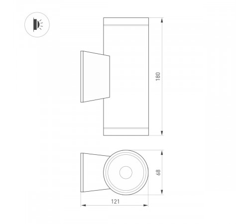 Уличный настенный светильник Arlight LGD-WALDER-R68-2x7W Day4000-MIX (Черный, 40 deg, 230V) (IP65 Металл) 060954