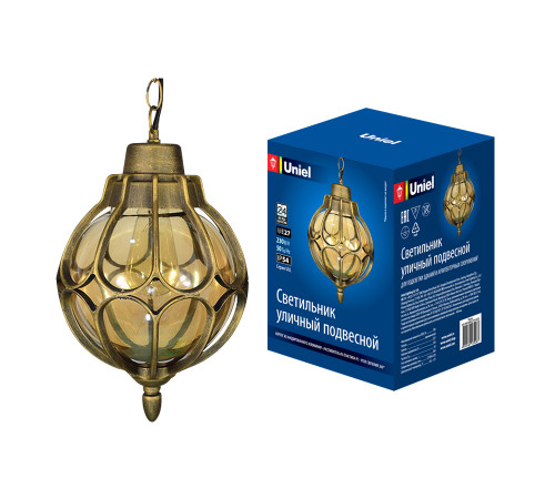 Уличный подвесной светильник Uniel UUL-H90A 60W/E27 IP54 GOLD UL-00007694