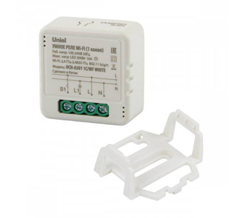 Умное реле Wi-Fi Uniel UL-00011708 1 канал. 100-240В. 16А 300Вт UCH-A301 1C/WF WHITE