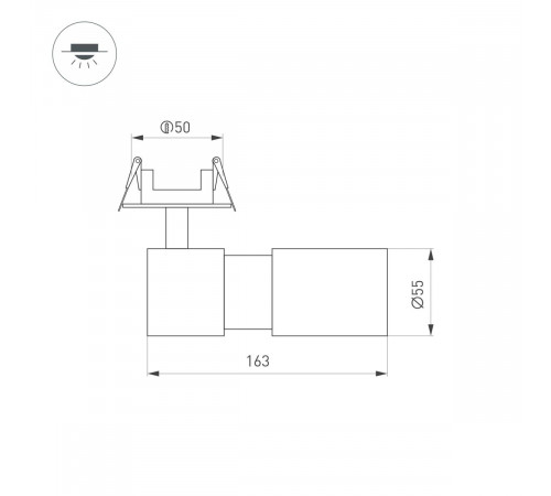 Спот Arlight LGD-ARTEMIS-BUILT-FLAP-R55-12W Warm2700 (WH, 8-80 deg, 230V) (IP20 Металл) 062273