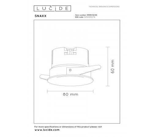 Встраиваемый светильник Lucide SnaxX 55951/12/08