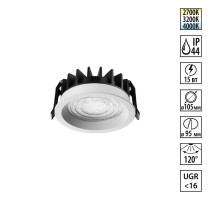 Встраиваемый светильник с переключателем цветовой температуры и угла рассеивания Novotech Wir Fluo 359844