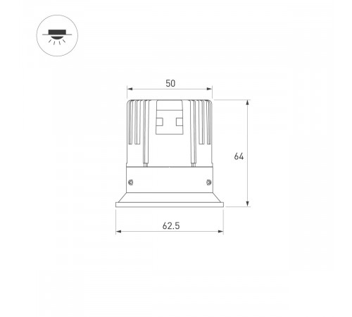 Встраиваемый светильник Arlight DL-VEILA-R63-8W Warm3000 (Черный RAL9005, A44x46 deg, 230V) (IP20 Металл) 065563