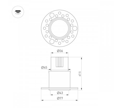 Встраиваемый светильник Arlight MS-INVISIO-TRIMLESS-R45-10W Warm3000 (WH-WH, 36 deg, 230V) (IP54 Металл) 059161
