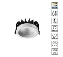 Встраиваемый светильник с переключателем цветовой температуры и угла рассеивания Novotech Wir Rayne 359840