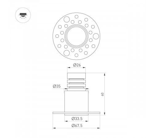 Встраиваемый светильник Arlight MS-INVISIO-TRIMLESS-R35-5W Day4000 (WH-WH, 36 deg, 230V) (IP54 Металл) 061917
