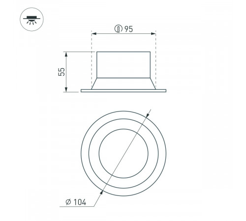 Встраиваемый светильник Arlight MS-BREEZE-BUILT-R104-12W Day4000 (BK, 85 deg, 230V) (IP20 Металл) 035612(1)