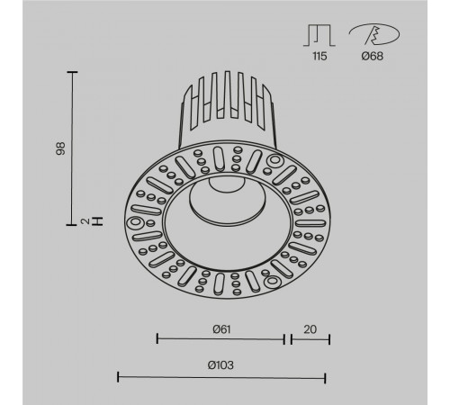 Встраиваемый светильник Maytoni Technical Dip DL121-15W-3K-TRS-W