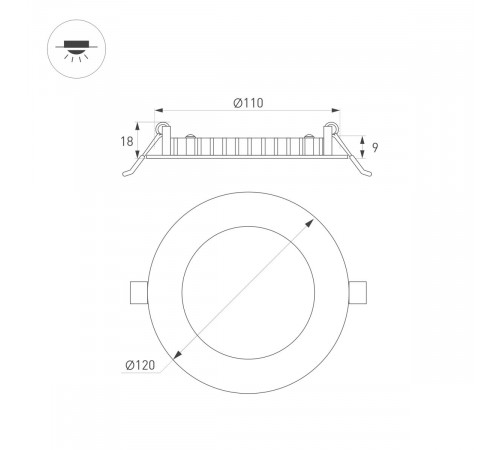 Встраиваемый светильник Arlight MS-EDGE-R120-6W Warm3000 (WH, 115 deg, 230V) (IP44 Металл) 049176