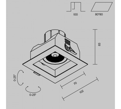 Встраиваемый светильник Maytoni Technical Metal Modern DL008-12W2.7-3-4K-B