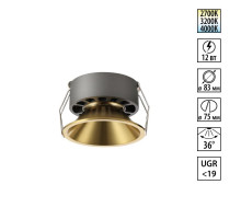 Встраиваемый светильник с переключателем цветовой температуры и угла рассеивания Novotech Wir Nova 359853