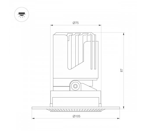 Встраиваемый светильник Arlight MS-ARADO-TRIMLESS-R75-12W Day4000 (Белый, 55 deg, 230V) (IP20 Металл) 066490