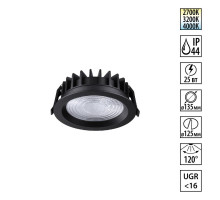 Встраиваемый светильник с переключателем цветовой температуры и угла рассеивания Novotech Wir Fluo 359847