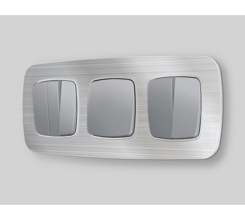 Комплект механизма 2-клавишного перекрестного выключателя Ambrella Volt 10A-250V OMEGA MO503030 Сталь матовый QUANT (OP5030, VM125)