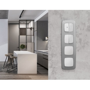 Комплект механизма 2-клавишного перекрестного выключателя Ambrella Volt 10A-250V OMEGA MO123030 Белый матовый QUANT (OP1230, VM125)