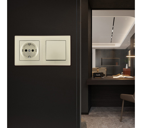 Выключатель одноклавишный с розеткой Arte Milano SET06-2-30-1-40-1 shampan