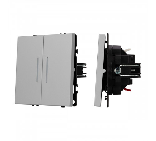 Выключатель 2 кл подсветка софт-тач никель Arlight SWT-MK02-SFPL-L-IS (250V, 10A) 059418(1)
