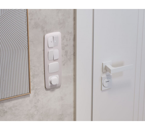 Комплект механизма 2-клавишного перекрестного выключателя Ambrella Volt 10A-250V OMEGA MO123030 Белый матовый QUANT (OP1230, VM125)