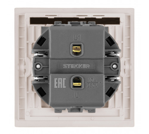 Выключатель 1-клавишный (механизм) Stekker Мия 250В 10А RSW10-3103-08 пудровый жемчуг 50472