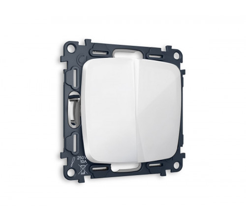 Комплект механизма 2-клавишного перекрестного выключателя Ambrella Volt 10A-250V OMEGA MO103030 Белый глянец QUANT (OP1030, VM125)