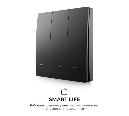 Выключатель кинетический 3кл., IP44, 2,4 ГГц, Smart, чер. Apeyron 04-83