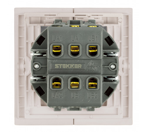 Переключатель 2-клавишный (механизм) Stekker Мия 250В 10А RSW10-3107-08 пудровый жемчуг 50478