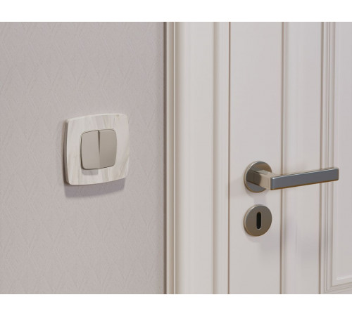 Комплект механизма 2-клавишного перекрестного выключателя Ambrella Volt 10A-250V OMEGA MO363030 Серо-бежевый матовый QUANT (OP3630, VM125)