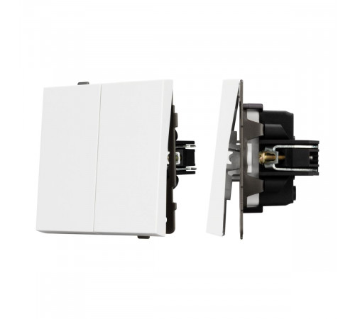 Механизм выключателя двухклавишный непроходной Arlight SWT-TENDO-MK02-PL-WH (230V, 10A) 054058 Механизм выключателя двухклавишный непроходной Arlight SWT-TENDO-MK02-PL-WH (230V, 10A) 054058