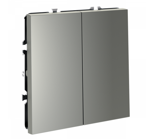 Перекрестный переключатель встраиваемый Voltum S70 двухклавишный 10А, (сталь) VLS020505