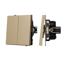 Механизм выключателя двухклавишный непроходной Arlight SWT-TENDO-MK02-SFPL-GD (230V, 10A) 054545