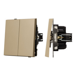 Механизм выключателя двухклавишный непроходной Arlight SWT-TENDO-MK02-SFPL-GD (230V, 10A) 054545