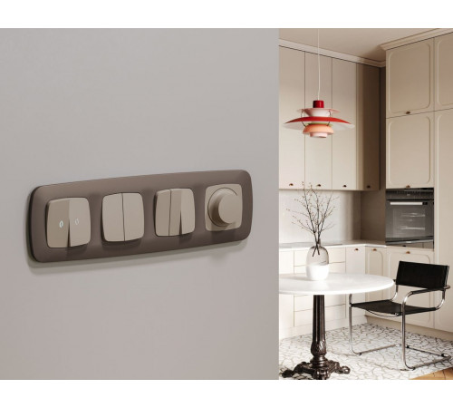 Комплект механизма 2-клавишного перекрестного выключателя Ambrella Volt 10A-250V OMEGA MO363030 Серо-бежевый матовый QUANT (OP3630, VM125)