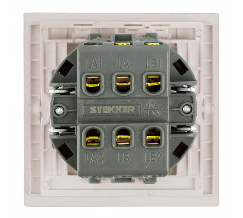 Переключатель перекрестный 1-клавишный (механизм) Stekker Мия 250В 10А RSW10-3110-08 пудровый жемчуг 50570