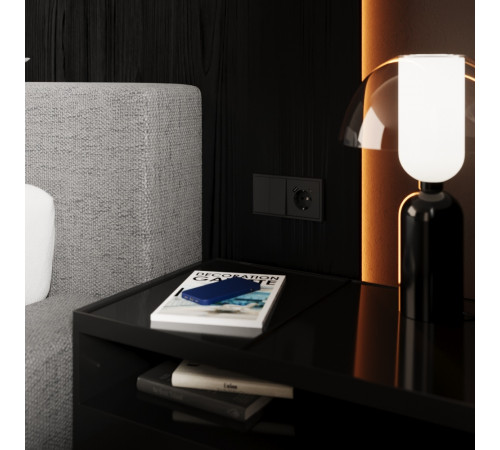 Перекрестный переключатель встраиваемый Voltum S70 двухклавишный 10А, (графит) VLS020507