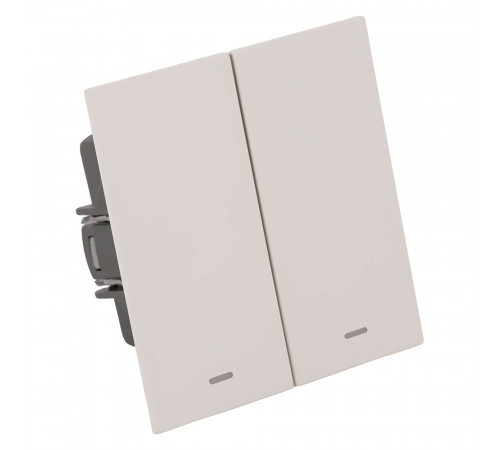 Выключатель 2-клавишный c индикатором (механизм) Stekker Мия 250В 10А RSW10-3102-10 пудровый жемчуг 50476