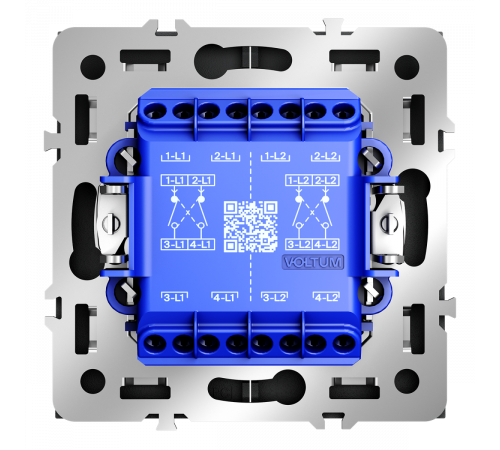 Перекрестный переключатель встраиваемый Voltum S70 двухклавишный 10А, (графит) VLS020507