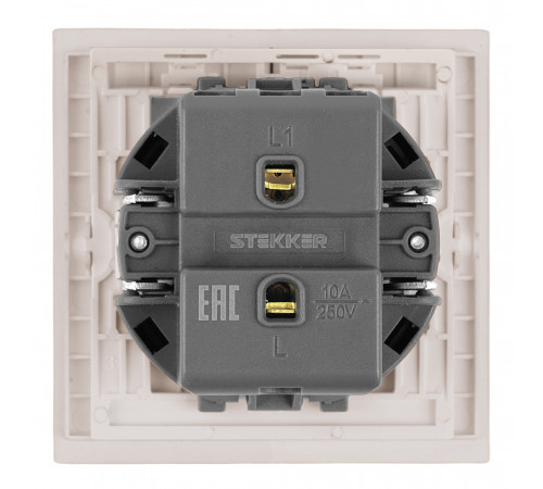 Выключатель 1-клавишный самовозвратный (механизм) Stekker Мия 250В 10А RSW10-3112-08 пудровый жемчуг 50573