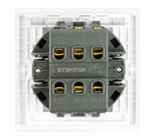 Выключатель двухклавишный Stekker Мия RSW10-3111-01 белая магнолия 50788