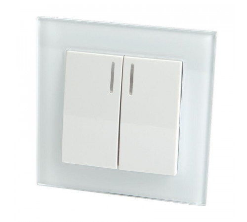 Выключатель двухклавишный Stekker Катрин с подсветкой белый GLS10-7002-01 39163