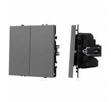 Механизм выключателя двухклавишный перекрёстный Arlight SWT-NOBE-MKX2-SFPL-GR (230V, 10A) (Серый базальт) 061793