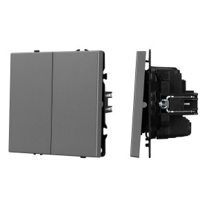 Механизм выключателя двухклавишный перекрёстный Arlight SWT-NOBE-MKX2-SFPL-GR (230V, 10A) (Серый базальт) 061793