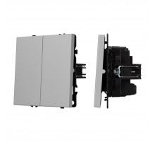 Механизм выключателя двухклавишный перекрёстный Arlight SWT-NOBE-MKX2-SFPL-IS (230V, 10A) (Никель) 061794