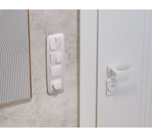 Комплект механизма 2-клавишного перекрестного выключателя Ambrella Volt 10A-250V OMEGA MO103030 Белый глянец QUANT (OP1030, VM125)