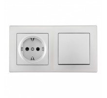 Выключатель одноклавишный с розеткой Arte Milano SET06-2-30-1-40-1 silver